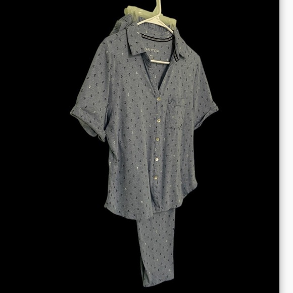 Nautica button up Pajamas size M one pocket bottom has stetch waist - Picture 5 of 12